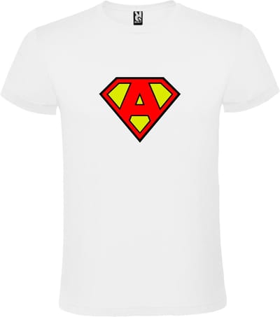 Wit T shirt met print van ''letter A“ Superman Logo print Rood / Geel size XS