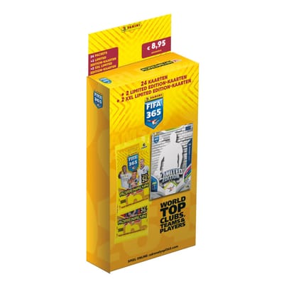 Fifa 365 2026 axl blister xxl 3 kaarten limited panini 2 zakjes met kaarten