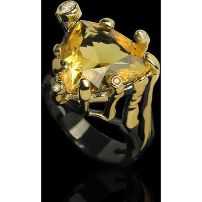 Nieuwe sieraden, retro mode, persoonlijkheidsring, exotische ingelegde gouden ring No. 6 beige