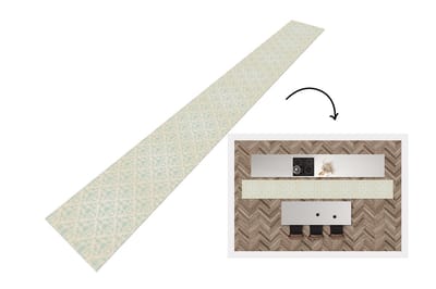 Keukenloper - Keukenmat - Damast - Vintage - Pastel - Design - 400x50 cm - Keuken vloerkleed