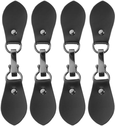 Lederen Tab Sluiting Clip - 4 stuks - Zwart - Voor Poncho Cape Vest Wrap Sjaal - Accessoires