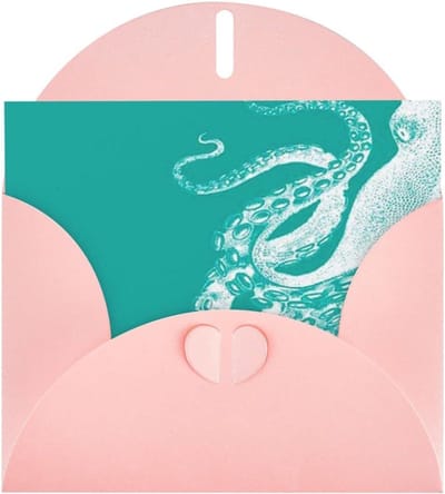 Wenskaart Octopus - Geprint Kaartje - Geleentheden Vieren - Parelmoer Papier - 4x6 inch - Roze