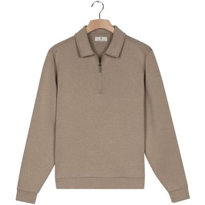 Thomas Maine Trui Polo Half Zip Collar Sweatshirt Greige / male