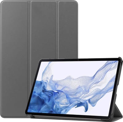 Hoesje - Geschikt voor Samsung Galaxy Tab S9 - Dun & Stevig - Hard Cover Case - Trifold Bookcase Hoes - Met Uitsparing Geschikt voor S Pen - Hardcover Book - Tablethoes - Grijs