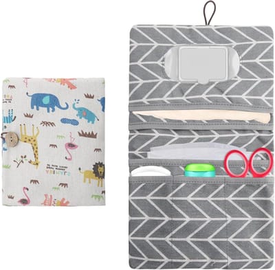 Praktische Luiertas Organizer voor Moeders - Compacte Nappy Bag met Beige Dierenpatroon, Ideaal voor Op Reis en Dagelijkse Activiteiten, Afmetingen 22*18cm