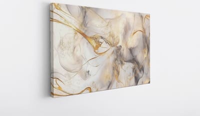 Saammp Canvas Schilderij - Goud vloeibaar - Abstract - 30x20 - Foto op canvas - Wanddecoratie - Muurdecoratie Woonkamer - Slaapkamer decoratie - Canvas Print