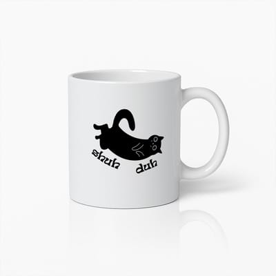 Grappige Zwarte Kat Shirh Duh Beker 330ml – Leuk Cadeau voor Kattenliefhebbers – Unieke en Speelse Koffiebeker