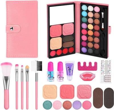 12-delige Make-up Set voor Kinderen, Roze Make-up Palette, Veilig en Wasbaar Cosmetica Speelgoed voor Meisjes, Perfect als Verjaardagscadeau voor Prinsessen
