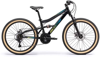 Bikestar MTB Fully staal 21speed 24inch zwart/petrol