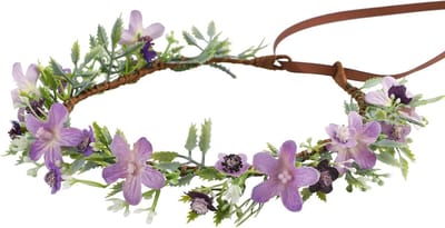 Bloemenkroon - Bloemen hoofdband - Feestelijke aankleding - Handgemaakt ontwerp - Lichtgewicht - Paars en groen