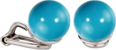 Traveller Clip Oorbellen - Oorclips Dames - Zilverkleurig - Parels - 10 mm - Turquoise - Geplatineerd - 112335
