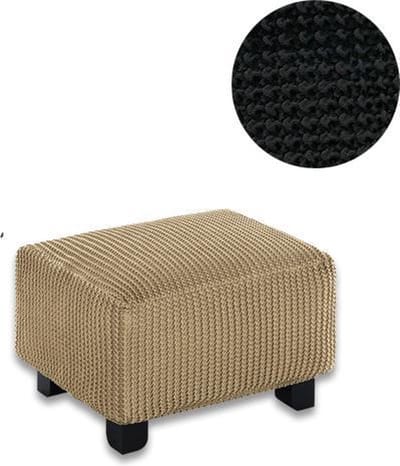 Milos Hockerhoes Zwart - Universele Fit voor Poefs 40-65cm - Duurzame & Elastische Hockerhoezen