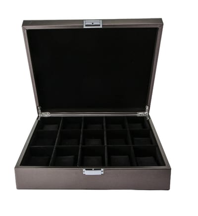 Emilie collection - horlogedoos - metallic zilver - luxe opbergdoos voor 15 horloges - maat large