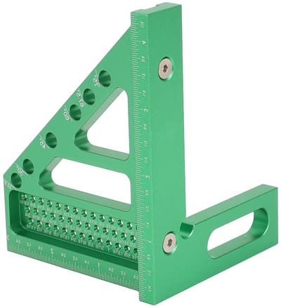 3D Houtbewerkingshoek met Graadmarkeerpen, 22.5-90° Tekenliniaal met Dowel Pen, Precisie Aluminium Vierkant voor Timmerwerk en Klussen
