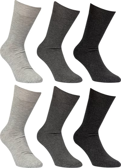 6-Paar - Sokken heren Naadloos - 80% katoen - Grijs Assortiment - Sokken Heren - 40-46