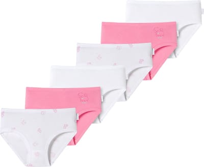 Schiesser Meisjes slip / onderbroek 6 pack fijnrib Organic Cotton