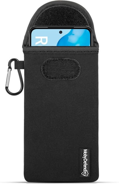 MobyDefend Hoesje - Geschikt voor Xiaomi Redmi Note 11 / Note 11S - Neopreen Pouch Met Karabijnhaak - Insteek - Riemlus - Zwart