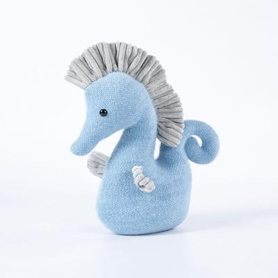 Zacht Zeepaardje Pluche Speelgoed Knuffeldier Pop Vis Koppel Kussen Cadeaus voor Kinderen Meisjes Woondecoratie 30cm blauw