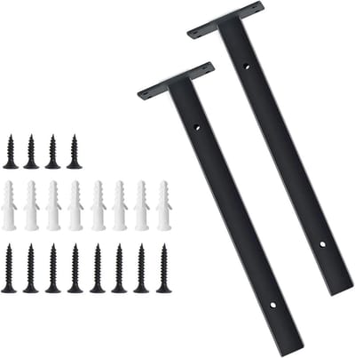 Plankhouders - Zwevende steunen - Wandmontage - Roestwerende coating - 25 cm - Zwart