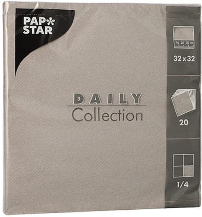 15x 20 Servetten DAILY Collection 1/4 vouw 32 cm x 32 cm grijs