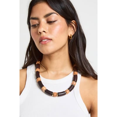 boohoo Dames Houten Kralencollier Met Statement-effect | Bruin