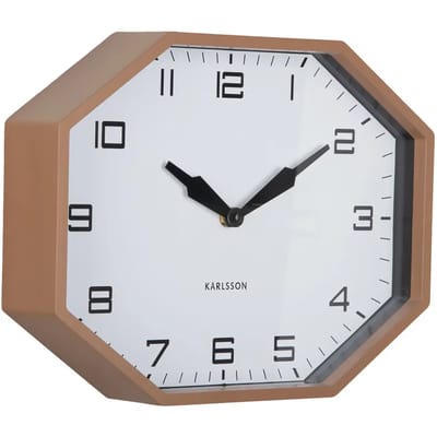 Karlsson Wandklok Modern Factory Octagon - Bruin - 32x32x26cm - Wandklok Modern