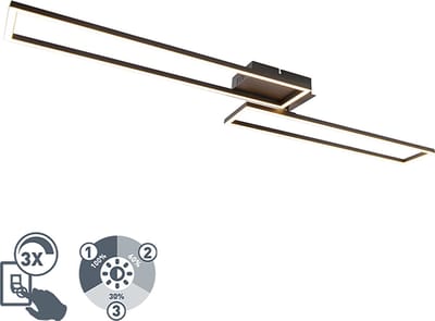 QAZQA plazas - Moderne Dimbare LED Plafondlamp met Dimmer - 1 lichts - L 1100 mm - Zwart - Woonkamer | Slaapkamer | Keuken