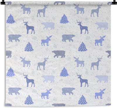 Wandkleed - Wanddoek - Hert - Patroon - Sneeuw - 180x180 cm - Wandtapijt