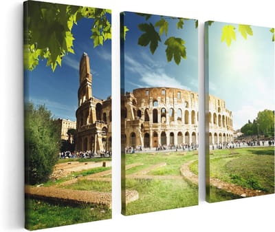 Artaza Canvas Schilderij Drieluik Colosseum in Rome, Italië - 120x80 - Foto Op Canvas - Canvas Print