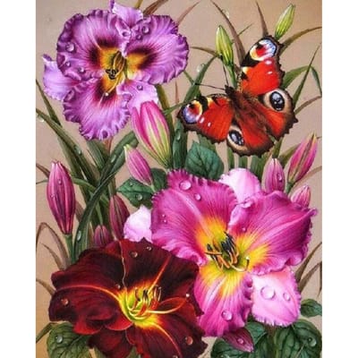 5D DIY Diamond schilderij vlinders en bloemen borduren kruissteek strass mozaïek Home Decor 20X30CM pink