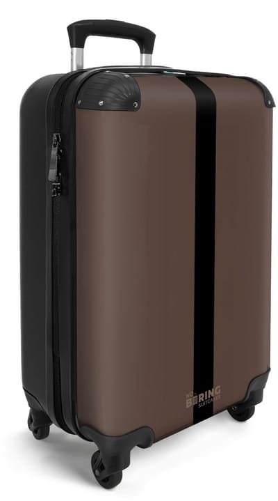NoBoringSuitcases.com® - Handbagage koffer lichtgewicht - Reiskoffer carryon trolley - Donker bruin met zwarte streep - Kleine valiezen voor mannen - Rolkoffer met wieltjes - Past binnen 55x40x20 en 55x35x25 - Bagage 55 cm