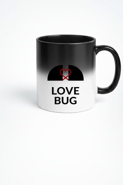 Magische Love Bug Mok met Rood Hart en Ladybug Design - Warmtegevoelige Koffiemok