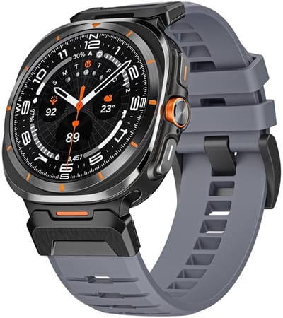 Luxe siliconen bandje - geschikt voor Samsung Galaxy Watch Ultra / Ultra 2025 47mm - premium fmk bandje met gesp - grijs