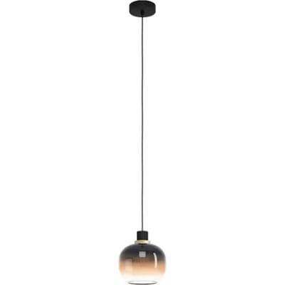 EGLO Oilella Hanglamp - E27 - 19 cm - Amber glas - Zwart|Geelkoper