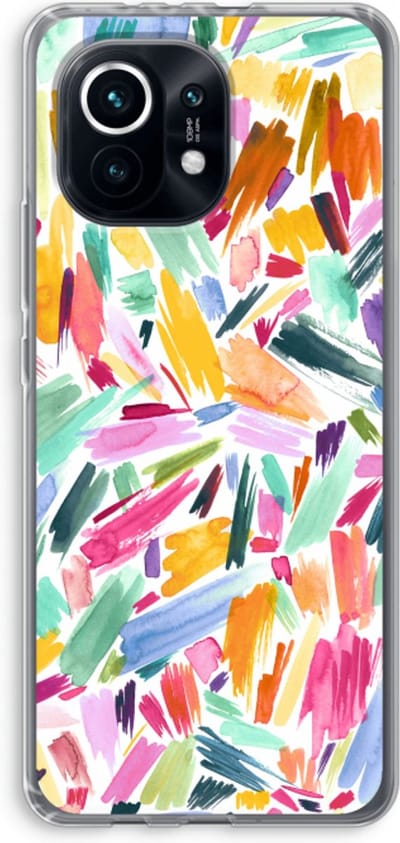 Case Company® - Hoesje geschikt voor Xiaomi Mi 11 hoesje - Watercolor Brushstrokes - Soft Cover Telefoonhoesje - Bescherming aan alle Kanten en Schermrand