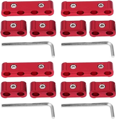 12 Stuks Aluminium Bougiekabel Scheidingsclips voor 8mm, 9mm en 10mm Kabels - Rood, Motoraccessoires