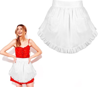 Vintage Ruffle Taille Schort met Pocket voor Vrouwen - Retro Keuken Schort voor Koken, Bakken en Restaurantgebruik