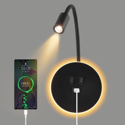Dimbare Wandlamp met Zwanenhals en USB Oplaadfunctie - Ideaal voor Slaapkamer en Leeshoek