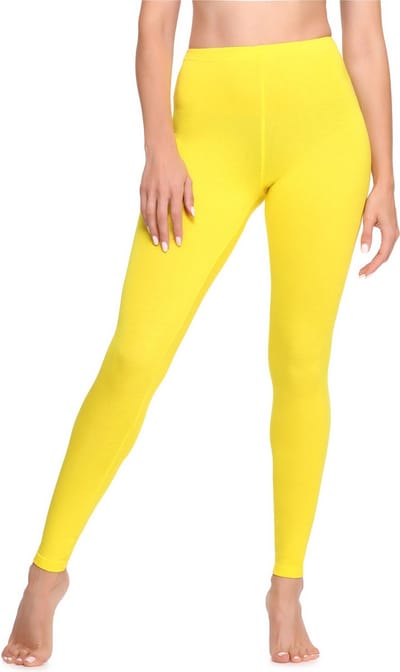 Ladeheid LA-LA40-133-LE Dames Leggings - Sport - Vrijetijdsbroek - Lang - Katoen - Sporbroek - Yogabroek - Geel - S