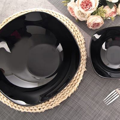 Orion Luna Serie - Glazen Saladeschaal - Zwart - 25cm - 2L