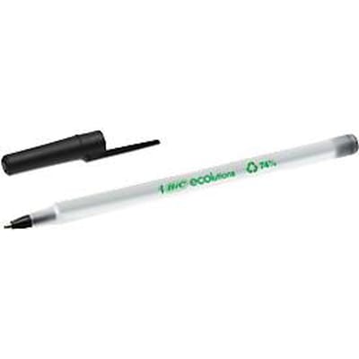 BIC Balpen ECOlutions Round Stic Medium (1.0 mm)  -74% gerecycled - Schrijfkleur Zwart (pak 60 stuks)