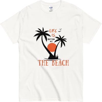 Strand Shirt met Palmbomen - Quote: Life is Better at the Beach - Dames Heren - Wit - S