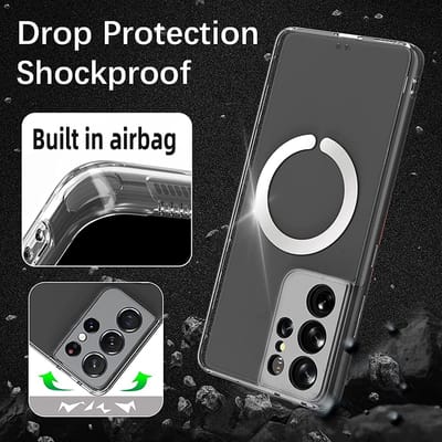 Hoesje Geschikt voor Samsung Galaxy S21 Plus Hoesje Transparant met Oplaadfunctie - oplader Oplader Geschikt voor Samsung Galaxy S21 Plus hoesje Doorzichtig Hoesje Shockproof case