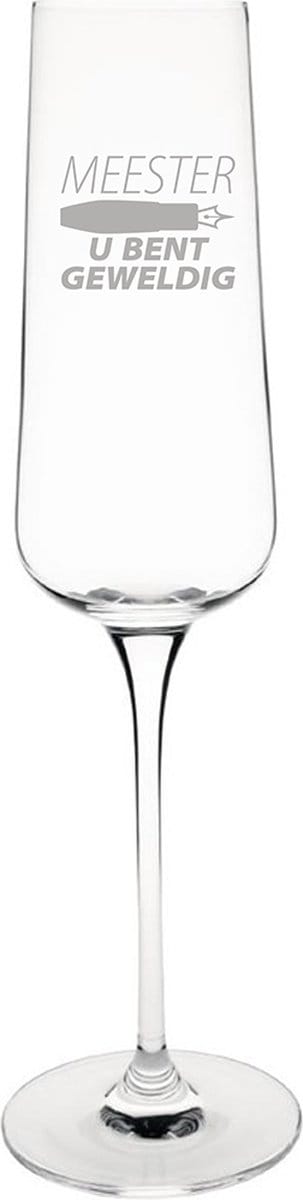 Gegraveerde Champagneglas 27cl Meester u bent geweldig