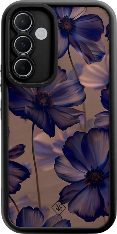 Casimoda® hoesje - Geschikt voor Samsung Galaxy A55 - Twilight Petals - Zwart TPU Backcover - Planten - Paars