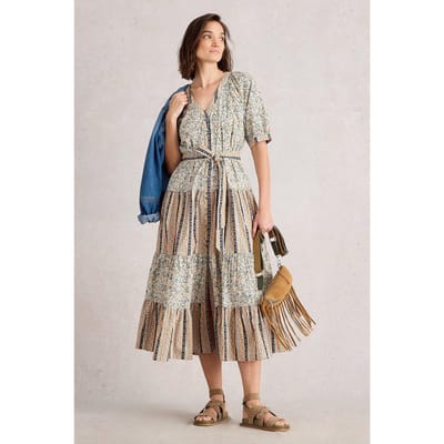 White Stuff Clementine Midi Dress Ivory Multi Taglia: 10 REGULAR | Abiti Midi Outlet | Donna | Bianco