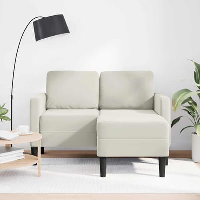 vidaXL - 2-zitsbank - met - chaise - L-vorm - crèmekleurig - 125 - cm - fluweel