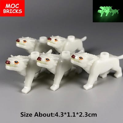 MOC Briques Tête de Loup Fantôme Lumineuse Mains Cœur Partie du Corps Petite Compatible Blocs de Construction Éducatifs Jouets pour Garçon