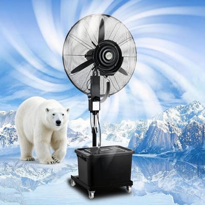 Staande Ventilator met Vernevelaar - Vernevelingsventilator Luchtkoeler - Verkoeling en Bevochtiging - Groot Waterreservoir - 42L 81cm - Grijs