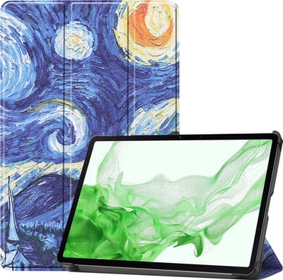 Hoesje Geschikt voor Samsung Galaxy Tab S8 - Dun & Stevig - Trifold Bookcase - Hard Cover - Hardcover Book Case - Tablet Hoes - Sterrenhemel